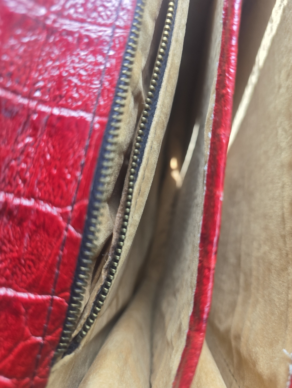 Red Croc-Embossed Top-Handle Satchel - Unbranded - Picture 7 of 10